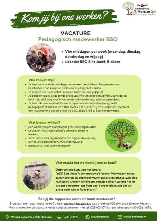 Kinderopvang 't Herdertje locatie BSO St. Jozef 3